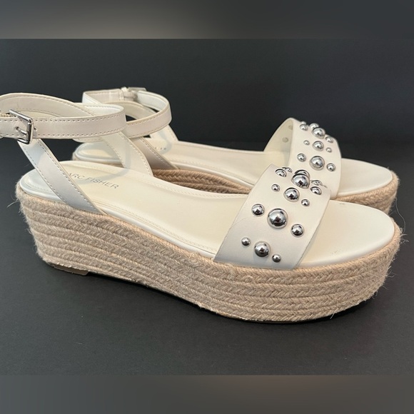 Marc Fisher Women's Joyce Ankle Strap Studded Espadrille Platform Sandals - Picture 10 of 13